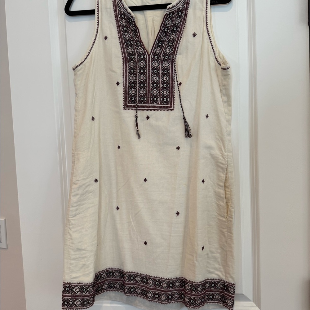 Madewell Embroidered Cream Sleeveless Dress